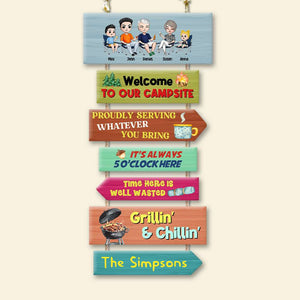 Welcome To Our Campsite, Personalized Wood Sign, Gift For Camping Lovers - Wood Sign - GoDuckee