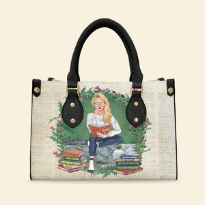 Wallpaper Girl Reading Book, Book Lover Leather Bag Gift - Leather Bag - GoDuckee
