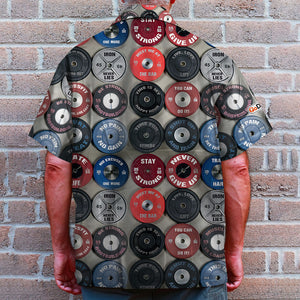 Gym Hawaiian Shirt - Custom Name - Barbell Pattern - Hawaiian Shirts - GoDuckee