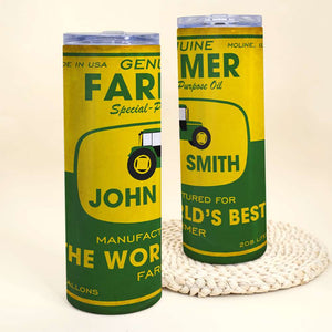 Farmer Manufactured For The World's Best Farmer Custom 20oz Skinny Tumbler - Tumbler Cup - GoDuckee