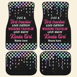 Personalized Dirt Track Racing Girl Car Mats - Kinda Girl - Doormat - GoDuckee