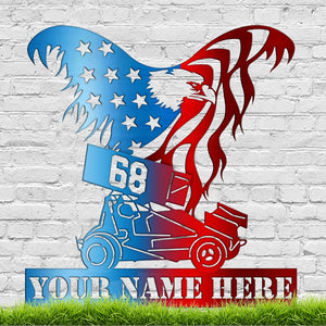 Dirt Track Racing Personalized Independence Day Metal Sign - Metal Wall Art - GoDuckee