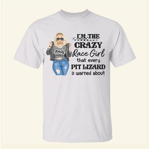 I'm The Crazy Race Girl - Personalized Shirts - Gift For Dirt Track Racing Girl Motocross Girl - Cool & Badass Woman - Shirts - GoDuckee