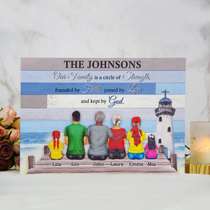 Our Family Is A Circle Of Strength Personalized Family Layered Wood Sign Stand - Wood Sign - GoDuckee