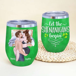 Let The Shenanigans Begin, Personalized Tumbler, Gifts For Naughty Couple - Wine Tumbler - GoDuckee