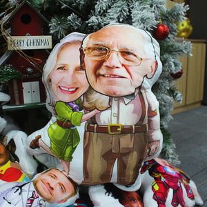 Custom Face Pillow, Love Family, Old Couple Happiness - Pillow - GoDuckee