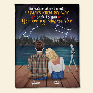 Personalized Zodiac Couple Blanket - You Are My Compass Star - Blanket - GoDuckee
