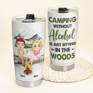 Camping Without Alcohol, Gift For Friends, Personalized Tumbler, Camping Friends Tumbler - Tumbler Cup - GoDuckee