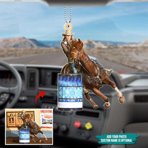 Barrel Racing Personalized Flat Car Ornament - Gift for Horse Lovers - Ornament - GoDuckee