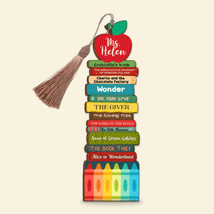 Teacher Crayons - Personalized Wooden Bookmark - Bookmarks - GoDuckee
