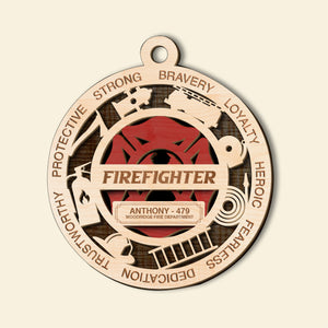 Bravery Loyalty Heroic - Personalized Layered Wood Ornament, Christmas Gift For Firefighter - Ornament - GoDuckee
