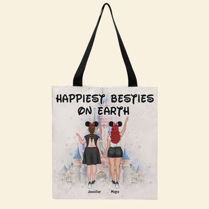 Friends Happiest Besties On Earth, Personalized Bestie Tote Bag, Gifts for BFFs - Tote Bag - GoDuckee