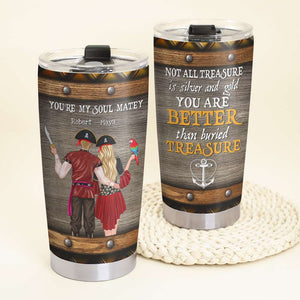 Personalized Pirate Couple Tumbler - You're My Soul Matey - Tumbler Cup - GoDuckee