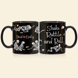 Skeleton Couple, Personalized Couple Black Mug - Coffee Mug - GoDuckee