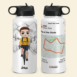 Personalized Cycling Dad Water Bottle - King Of The Dads - Gift For Dad - Water Bottles - GoDuckee