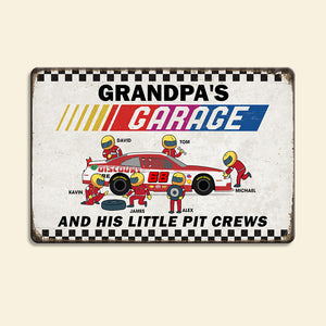 Grandpa's Garage Personalized Racing Metal Sign - Metal Wall Art - GoDuckee