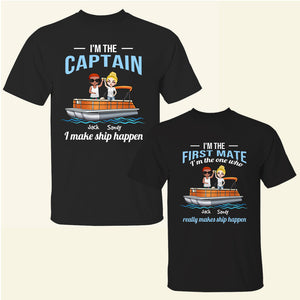 Personalized Pontoon Couple Shirts - I'm The Captain, I Make Ship Happen - Shirts - GoDuckee
