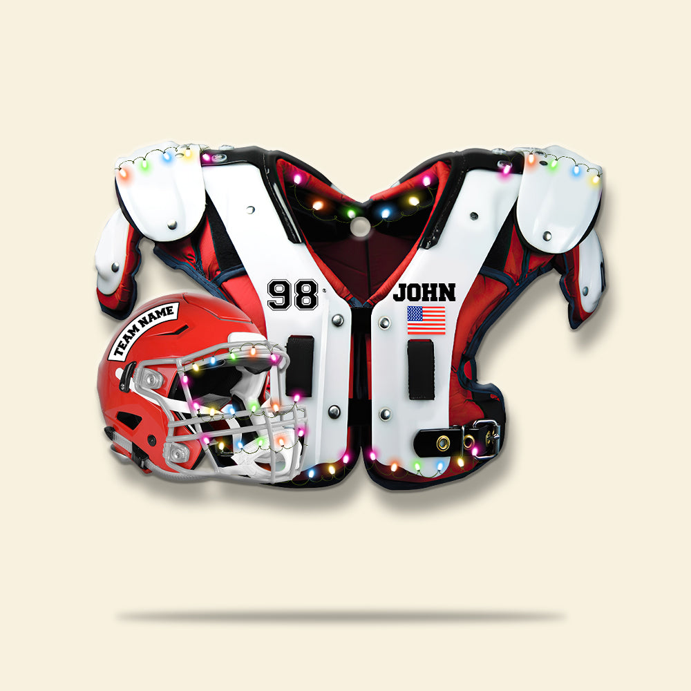 Personalized American Football Shoulder Pads and Helmet Ornament - Ornament - GoDuckee