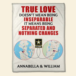 Military Couple Separated And Nothing Changes, Personalized Blanket - Blanket - GoDuckee