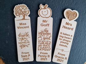Teacher Personalized Thank You Wooden Bookmark - Gifts for Teachers - Bookmarks - GoDuckee