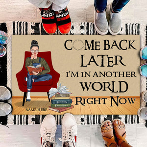 Personalized Reading Girl Doormat - Come Back Later I Am In Another World Right Now - Doormat - GoDuckee