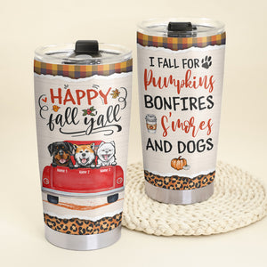 Personalized Dog Lover Tumbler, Happy Fall Y'all - Tumbler Cup - GoDuckee