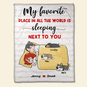 My Favorite Place, Gift For Couple, Personalized Blanket, Sleeping Couple Blanket, Anniversary Gift - Blanket - GoDuckee