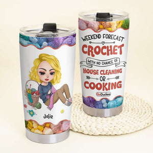 Personalized Knitting Girl Tumbler Cup - Crochet With No Chance - Tumbler Cup - GoDuckee