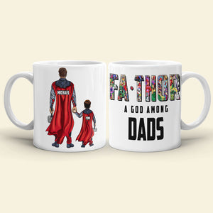 Fathor A God Among Dads Personalized White Mug - Gift For Dad - Coffee Mug - GoDuckee