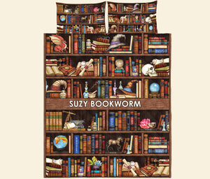 Bookworm - Personalized Quilt Bed Set - Gift For Book Lover BOOK2104 - Quilts & Comforters - GoDuckee