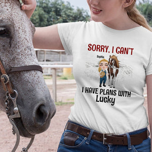 Sorry I Can't I Have Plans With - Personalized Horse Shirt - Gift For Horse Lovers - Shirts - GoDuckee