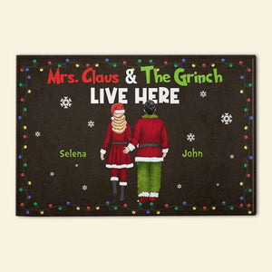 Green Couple Christmas Live Here, Christmas Doormat Gift For Couple - Doormat - GoDuckee