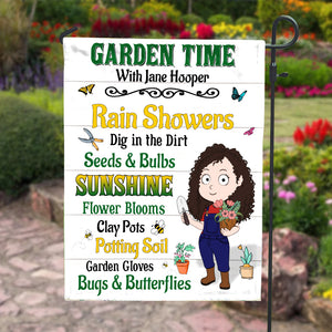 Garden Time Personalized Gardening Girl Flag Gift For Her - Flag - GoDuckee