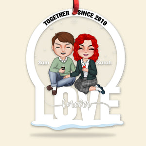 Couple Forever Christmas Gift, Couple Acrylic Shape Ornament - Ornament - GoDuckee