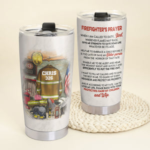 Personalized Firefighter Tumbler - Firefighter's Prayer - Uniform Room - Tumbler Cup - GoDuckee