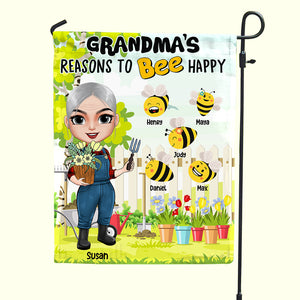 Grandma's Reasons To Bee Happy - Personalized Flag - Gift For Grandma - Flag - GoDuckee
