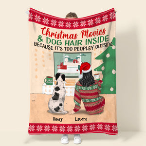 Personalized Sweater Girl & Dog Breeds Blanket - Christmas Movies And Dog Hair Inside - Blanket - GoDuckee