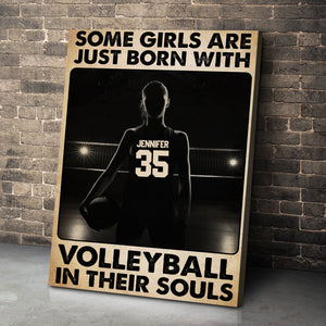 Personalized Volleyball Girl Poster - Some Girls Are Just Born With The Volleyball In Their Souls - Vintage - Poster & Canvas - GoDuckee