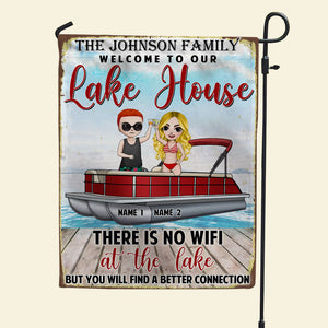 Pontoon There Is No Wifi At The Lake But You Will Find A Better Connection Personalized Flag - Flag - GoDuckee