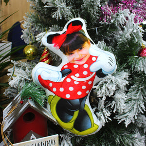 Custom Face Pillow, Love Family, Pretty Girl In Red Dot Dress - Pillow - GoDuckee