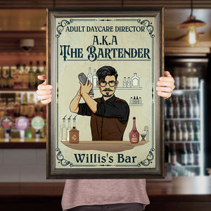 Personalized Shaking Bartender Poster - Adult Daycare Director - Retro - Poster & Canvas - GoDuckee