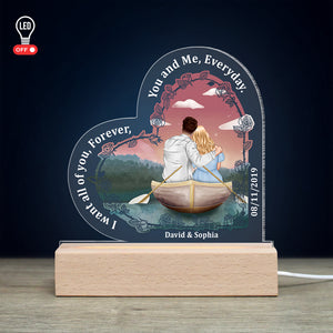 I Want All Of You, Forever, Personalized Couple 3D Led Light Wooden Base - Led Night Light - GoDuckee