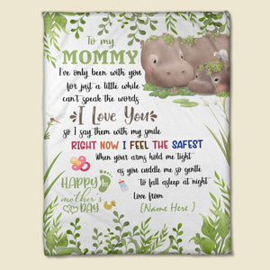 Cute Hippopotamus Mom & Baby, Personalized Blanket Gift For New Mom - Blanket - GoDuckee