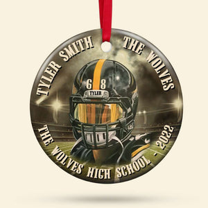 Football Player Custom Jersey Color, School Name & Team Name Ceramic Ornament - Ornament - GoDuckee