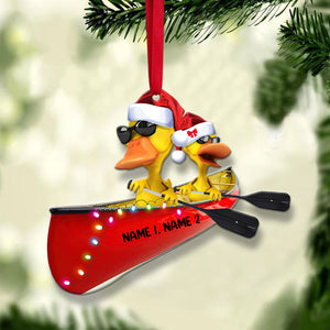 Canoeing Yellow Ducks - Personalized Christmas Ornament - Gifts for Canoe Lovers, Canoers - Ornament - GoDuckee