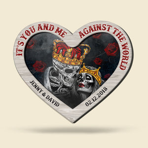 It's You And Me Against The World, Personalized Wood Sign, Gift For Couples - Wood Sign - GoDuckee