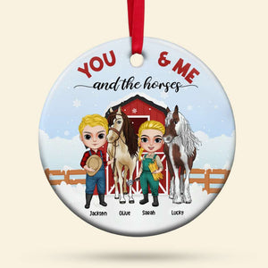 You And Me And The Horses, Couple Horse Breeders Ceramic Circle Ornament - Ornament - GoDuckee