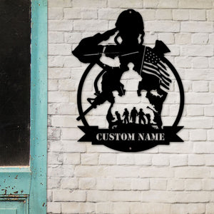 Home of The Free Because of The Brave, Personalized Metal Sign, Military Gifts - Metal Wall Art - GoDuckee