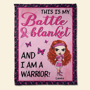 Breast Cancer Awareness - Personalized Boxing Girl Blanket - This Is My Battle Blanket And I Am A Warrior - Blanket - GoDuckee