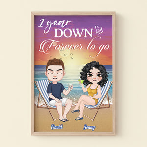 Forever To Go, Gift For Couple, Personalized Poster, Beach Couple Sitting Poster, Couple Gift - Poster & Canvas - GoDuckee